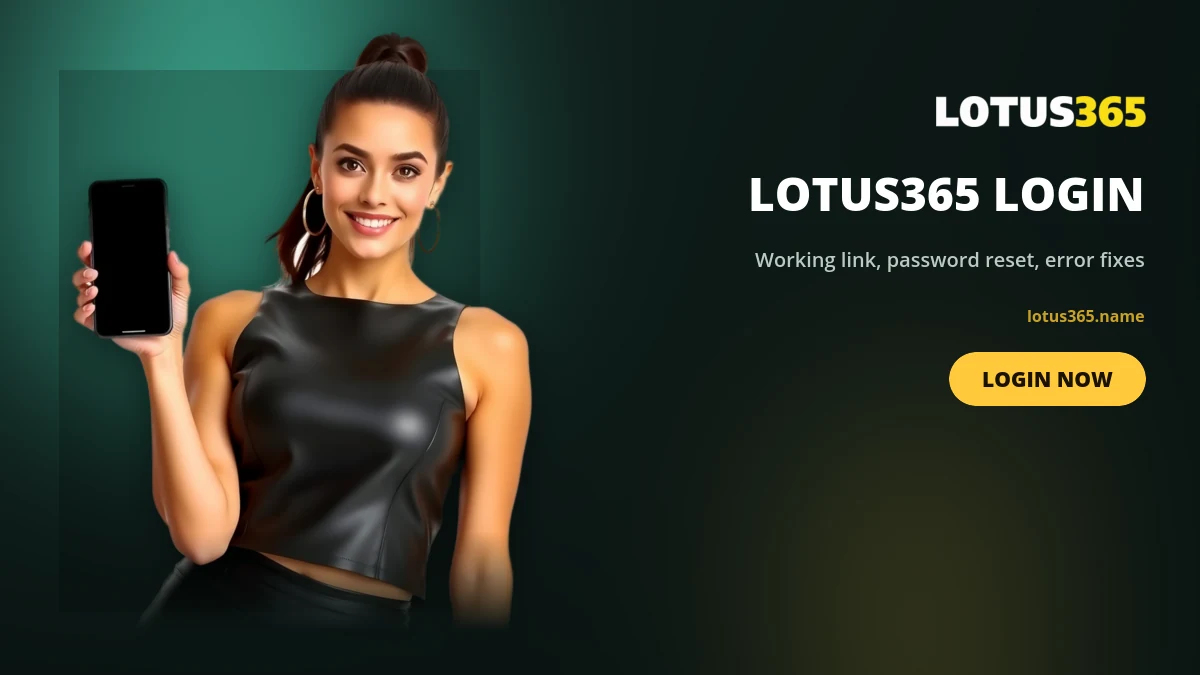 Lotus365 login panel with username and password fields and the login steps